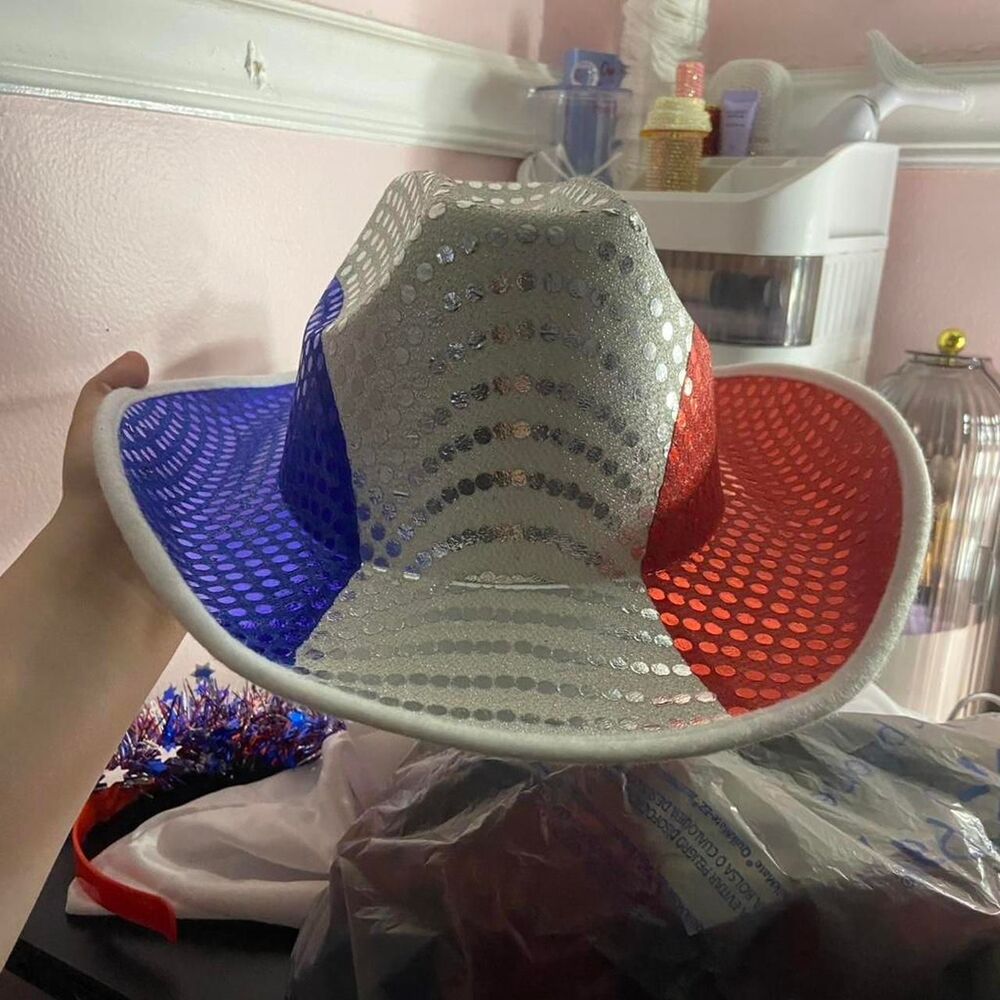 Red, white, and blue cowboy hat